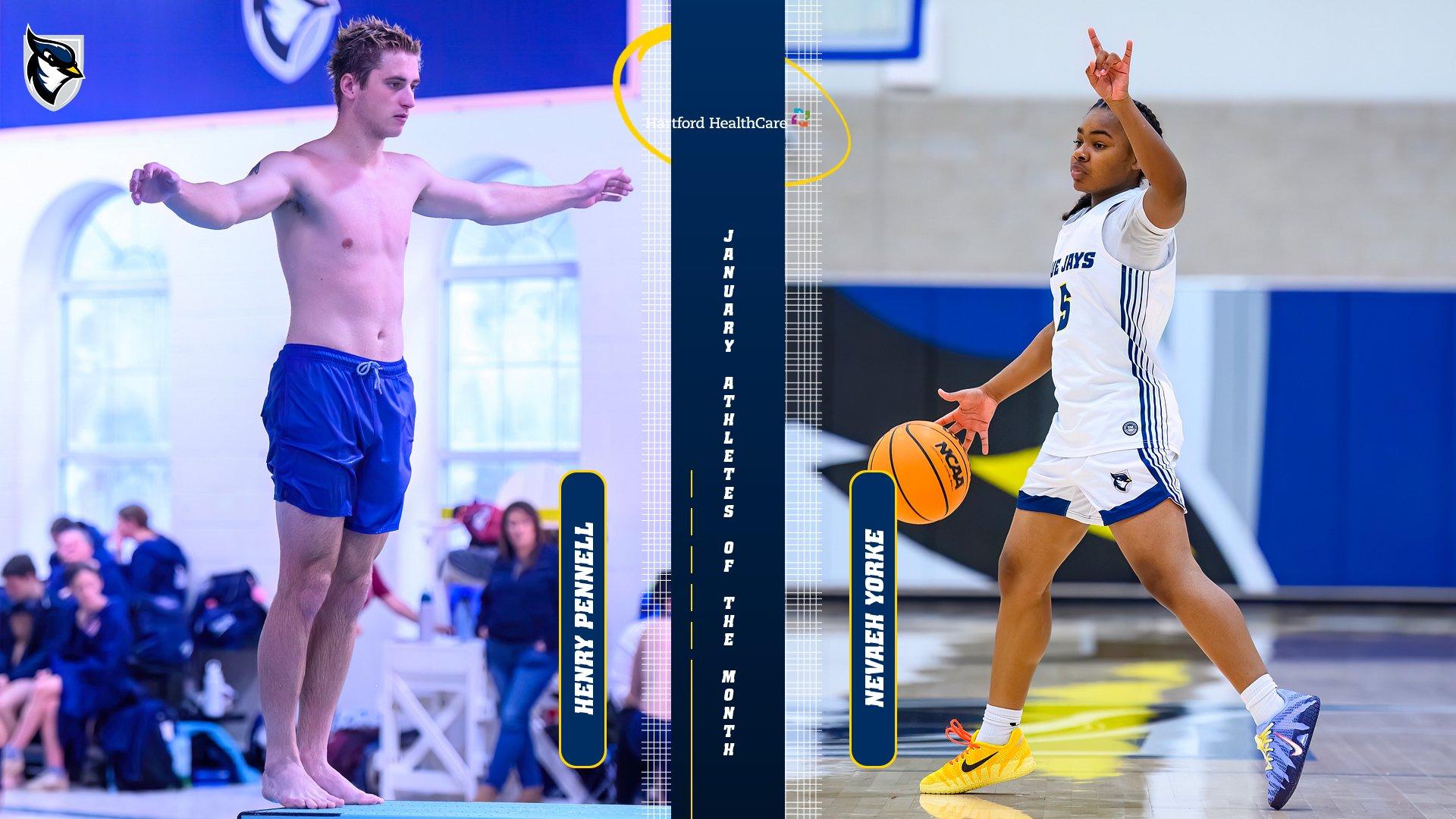 Pennell, Yorke Named January HHC Athletes of the Month