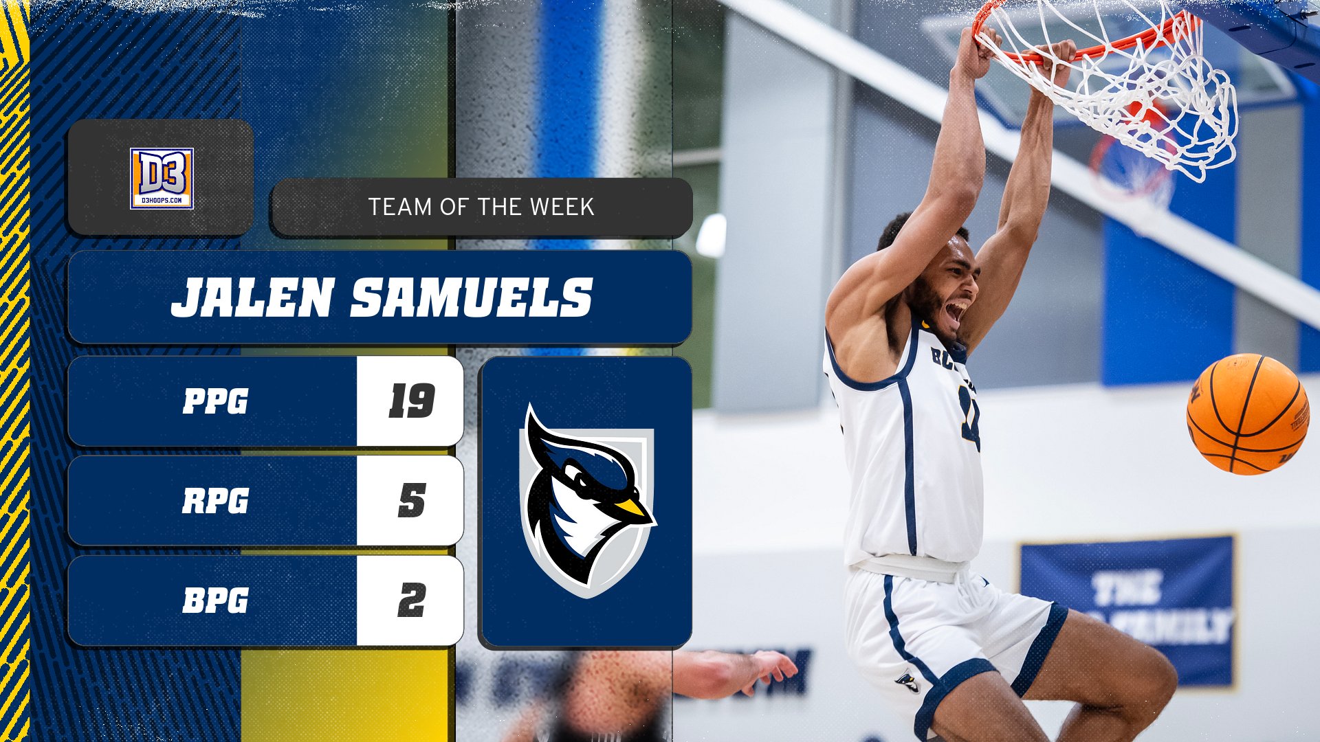 Samuels Earns National Recognition, Named to D3hoops.com Team of the Week