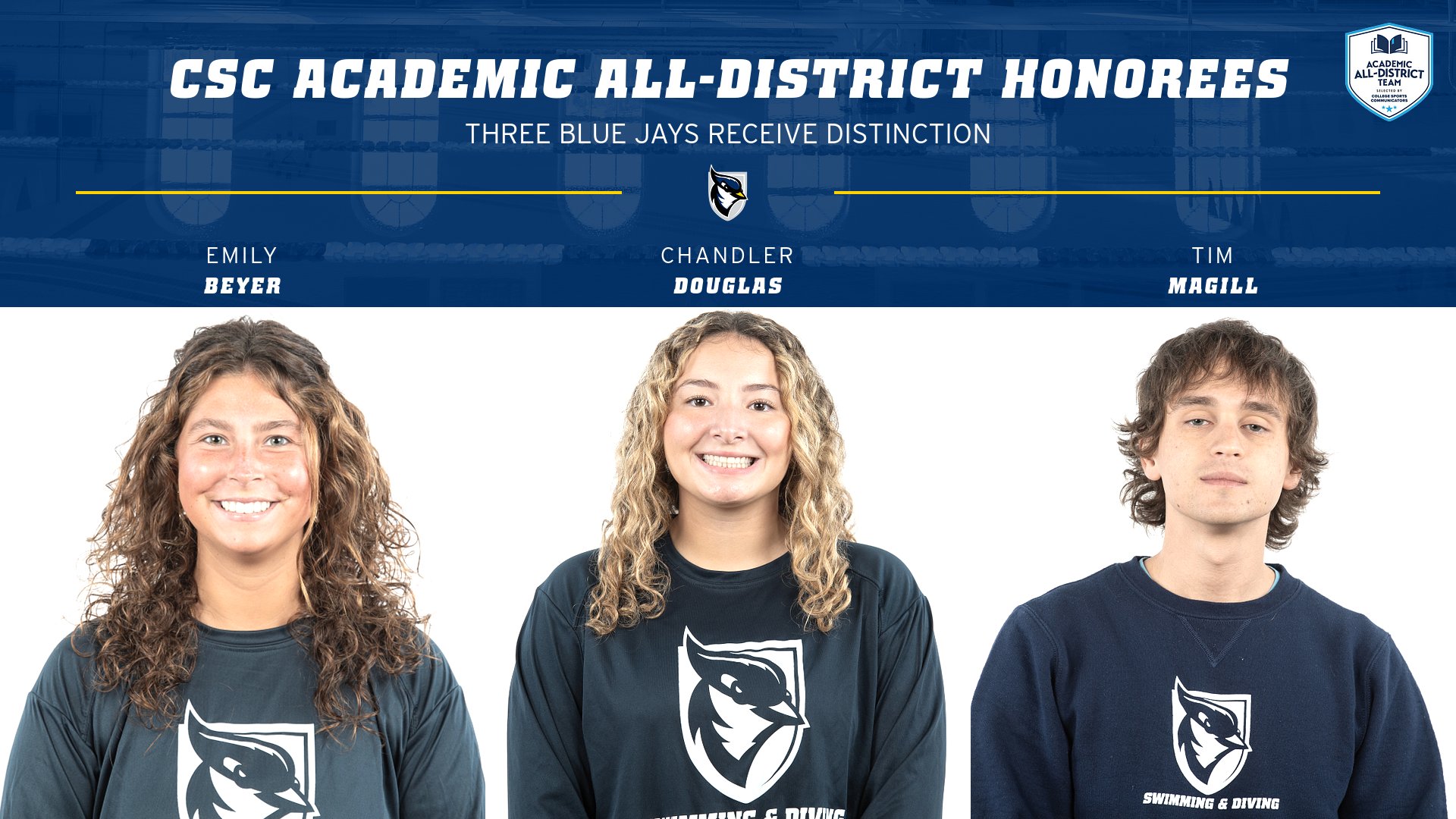 Swimming & Diving Lands Three on CSC Academic All-District Team
