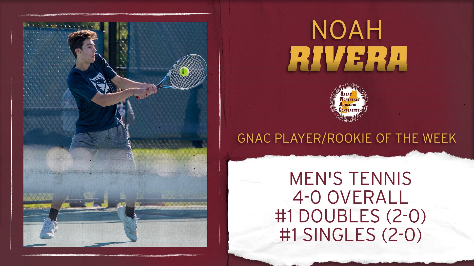 Rivera Repeats as GNAC Player and Rookie of the Week