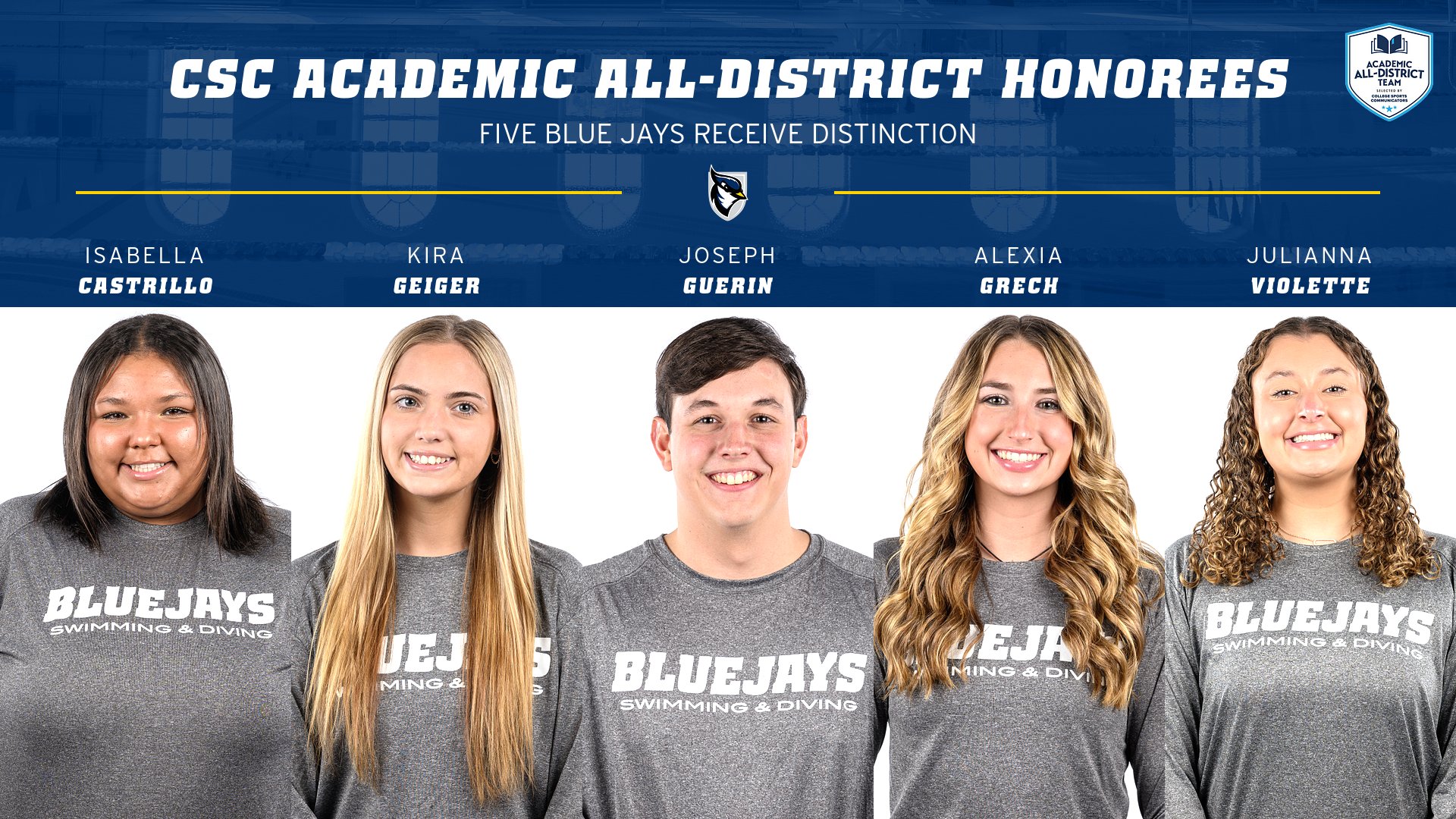 Swimming & Diving Lands Five on CSC Academic All-District Team